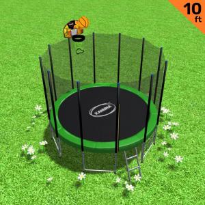 Kahuna Blizzard 10 ft Trampoline with Basketball Set Green