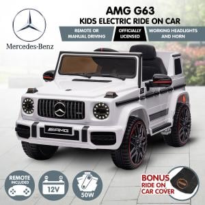 Mercedes Benz AMG G63 Licensed Kids Ride On Electric Car Remote Control - White