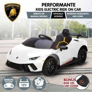 Lamborghini Performante Kids Electric Ride On Car Remote Control by Kahuna - White