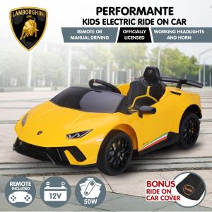 Lamborghini Performante Kids Electric Ride On Car Remote Control - Yellow