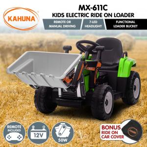 Kahuna MX-611C Kids Electric Car Tractor Digger Loader Grey