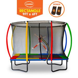 Kahuna Outdoor Rectangular Trampoline 6 ft x 9 ft with Rainbow Safety Pad