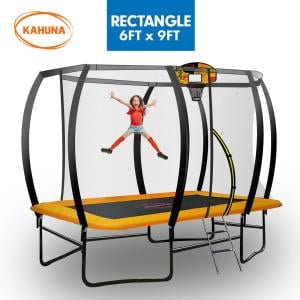 Kahuna 6 ft x 9 ft Rectangular Outdoor Trampoline - Orange