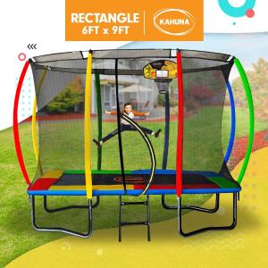 Kahuna 6 ft x 9 ft Rectangular Outdoor Trampoline - Rainbow