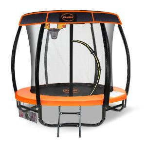 Kahuna Trampoline 8 ft with Basketball Set and Roof - Orange