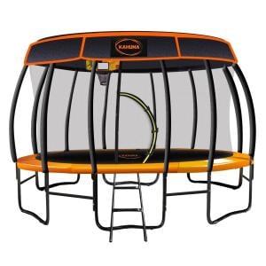 Kahuna Trampoline 14 ft with Basketball Set and Roof - Orange