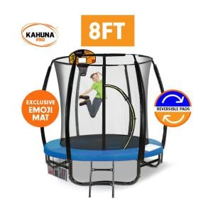 Kahuna Pro 8 ft Trampoline with Emoji Mat Reversible Pad Basketball Set