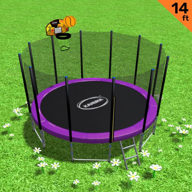Kahuna Blizzard 14ft Trampoline with Basketball Set Purple