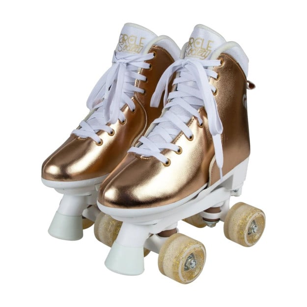 Circle Society Adjustable Quad Kids Roller Skates - Metallic Rose Gold Rhythm Skates
