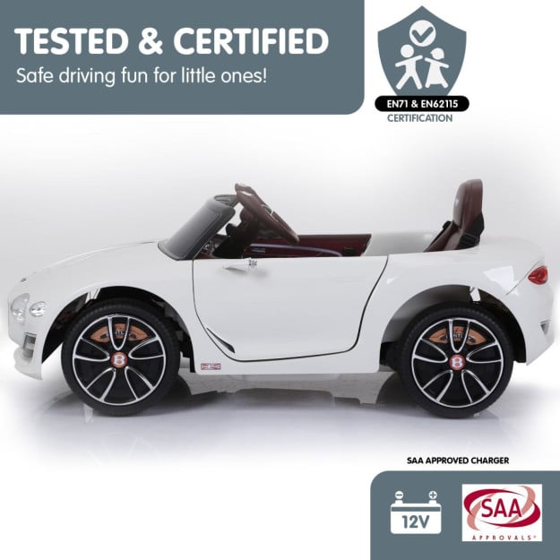 Bentley Exp 12 Speed 6E Licensed Kids Ride on Electric Car Remote Control White Kahuna