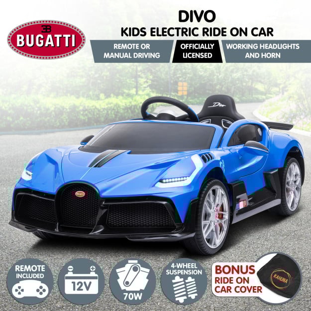 Authorised Bugatti Divo Kids Electric Ride On Car - Blue