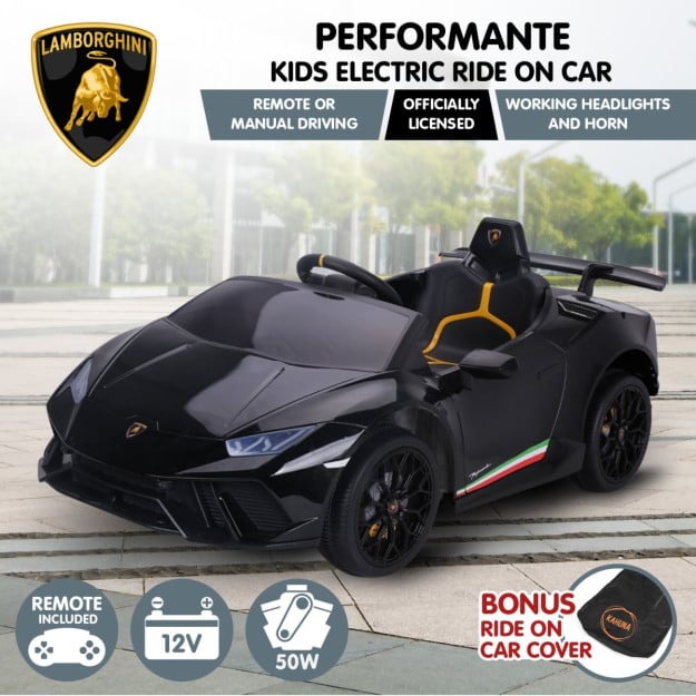 Lamborghini Performante Kids Electric Ride On Car Remote Control - Black