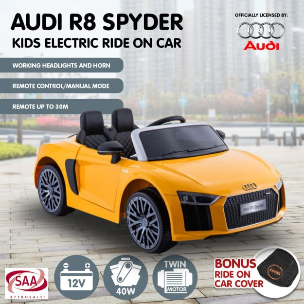 Audi R8 Spyder Licensed Kids Ride on Car Remote Control by Kahuna YL