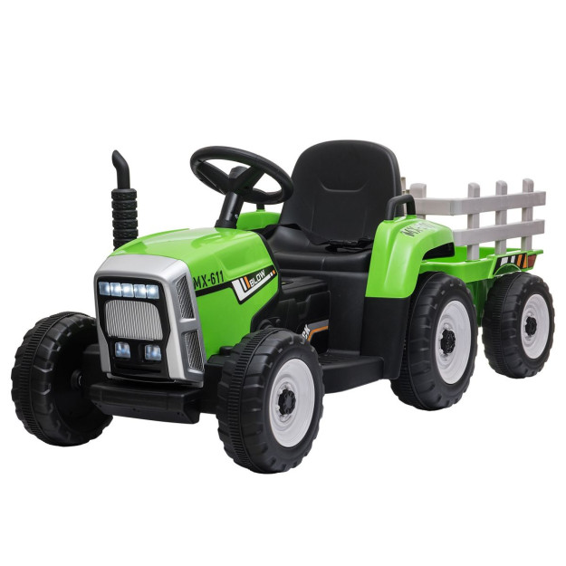 Kahuna MX-611 Kids Electric Tractor Trailer Car Green Grey