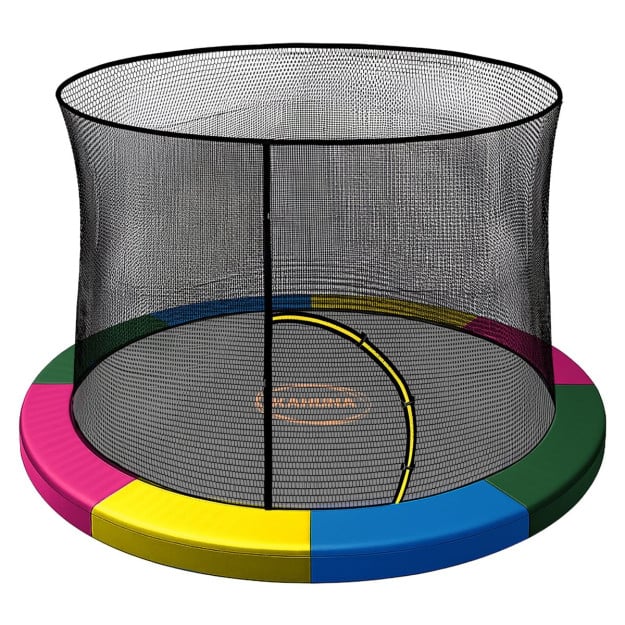 Kahuna 16ft Trampoline Pad and Net - Rainbow