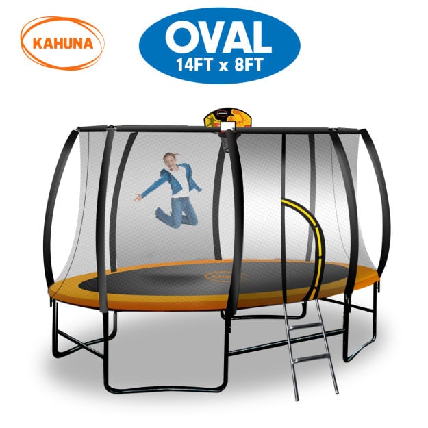 Kahuna Outdoor Oval Trampoline 8 ft x 14 ft - Orange