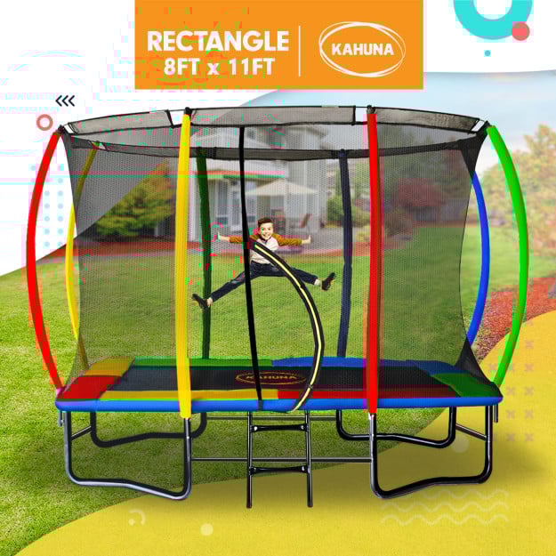 Kahuna 8 ft x 11 ft Rectangular Trampoline Rainbow Outdoor