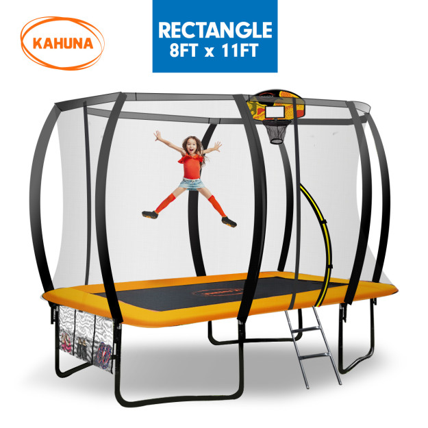 Kahuna Outdoor Rectangular Trampoline 8 ft x 11 ft - Orange