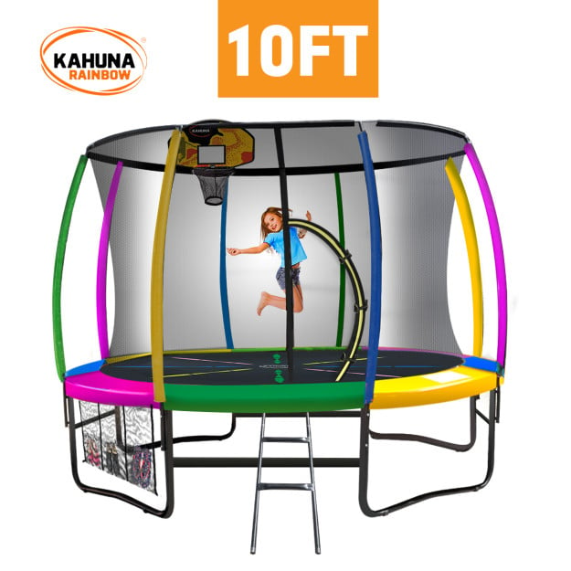 Kahuna 10 ft Trampoline with Rainbow Safety Pad