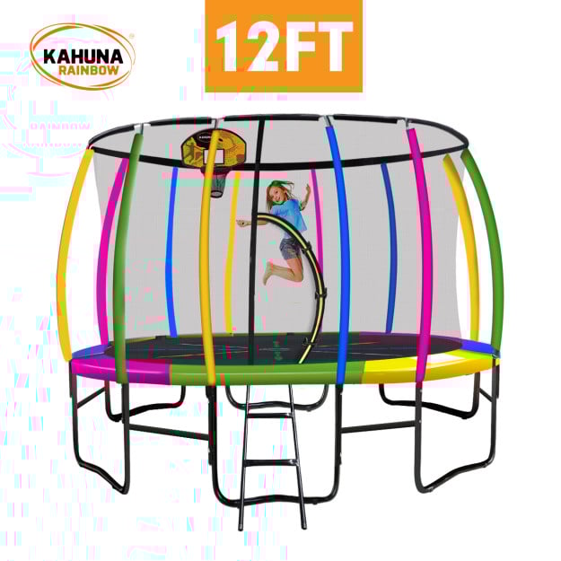 Kahuna 12 ft Trampoline with Rainbow Safety Pad Kahuna