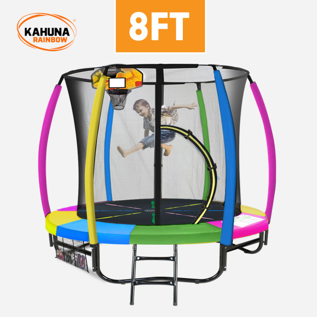 Kahuna 8 ft Trampoline with Rainbow Safety Pad