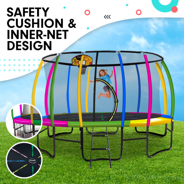 Kahuna 14 ft Trampoline with Rainbow Safety Pad Kahuna