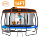 Kahuna Trampoline 16 ft with Basketball Set and Roof - Blue Image 3 thumbnail