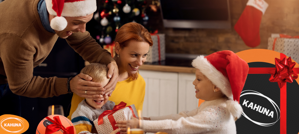 Parents surprising their children for Christmas
