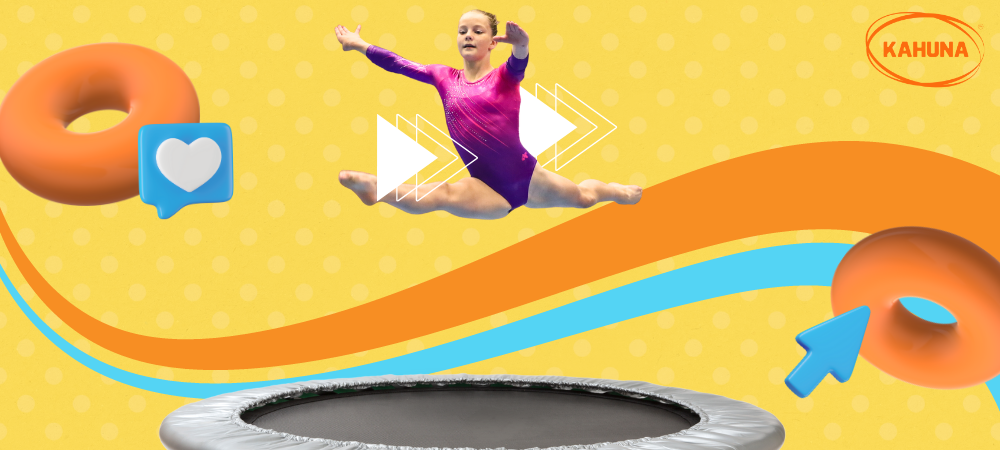 Female gymnast jumping on a Kahuna Trampoline 