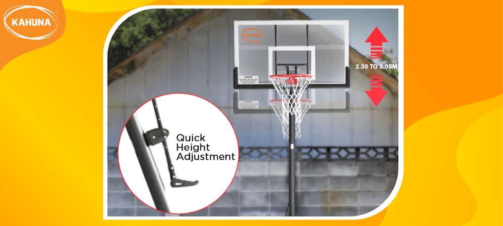 Quick Height Adjustable Kahuna basketball hoops 