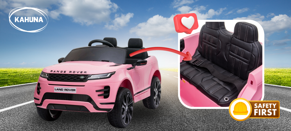 Kahuna ride on cars have a seatbelt to reinforce the importance of buckling up