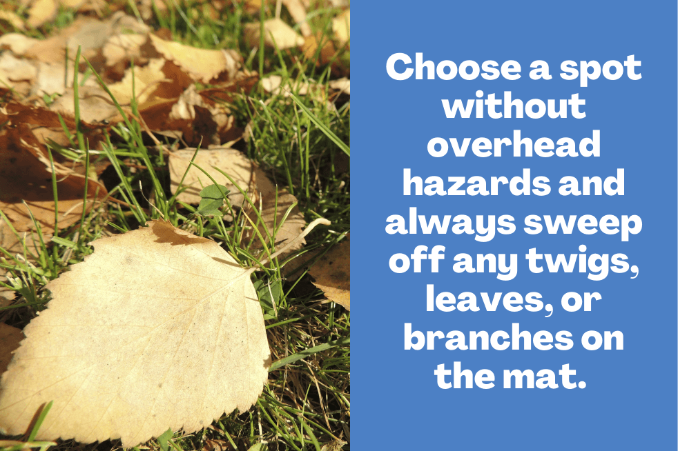 Brush leaves and other debris from your trampoline mat