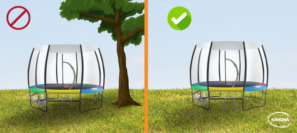 Trampolines should be placed away from trees