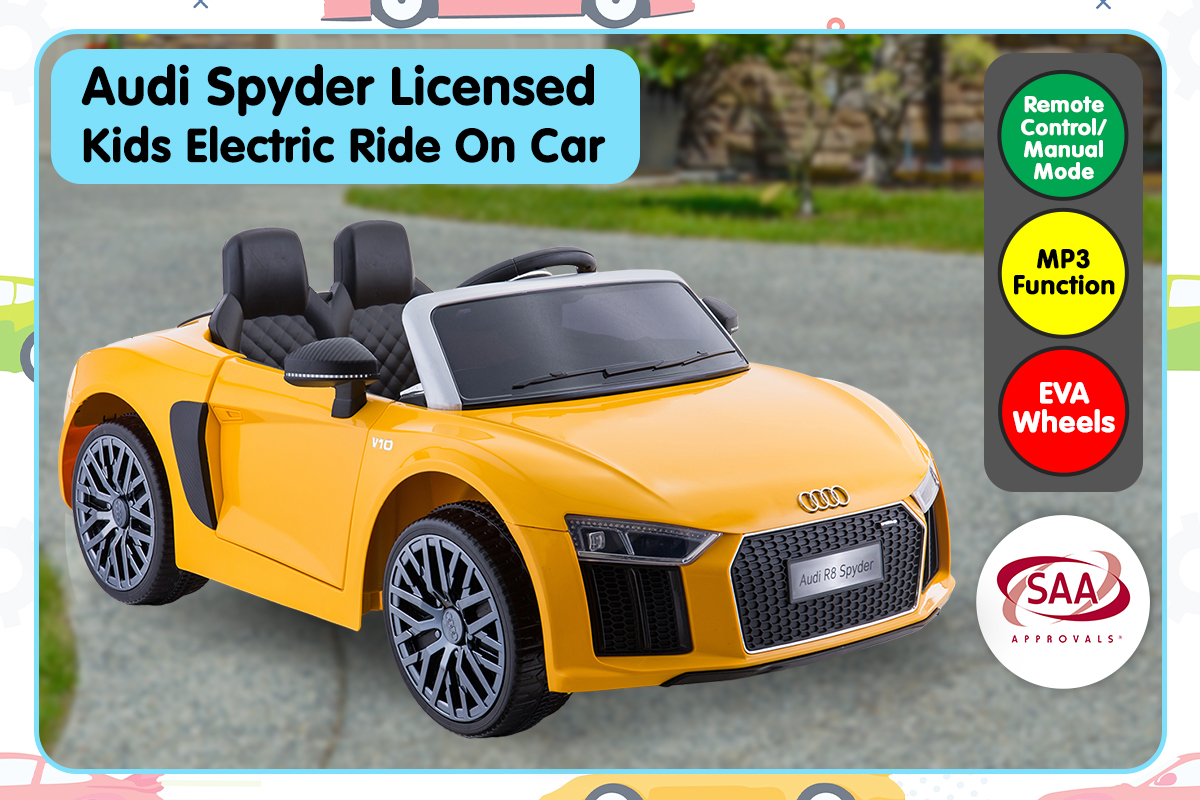 Yellow Audi Spyder ride on