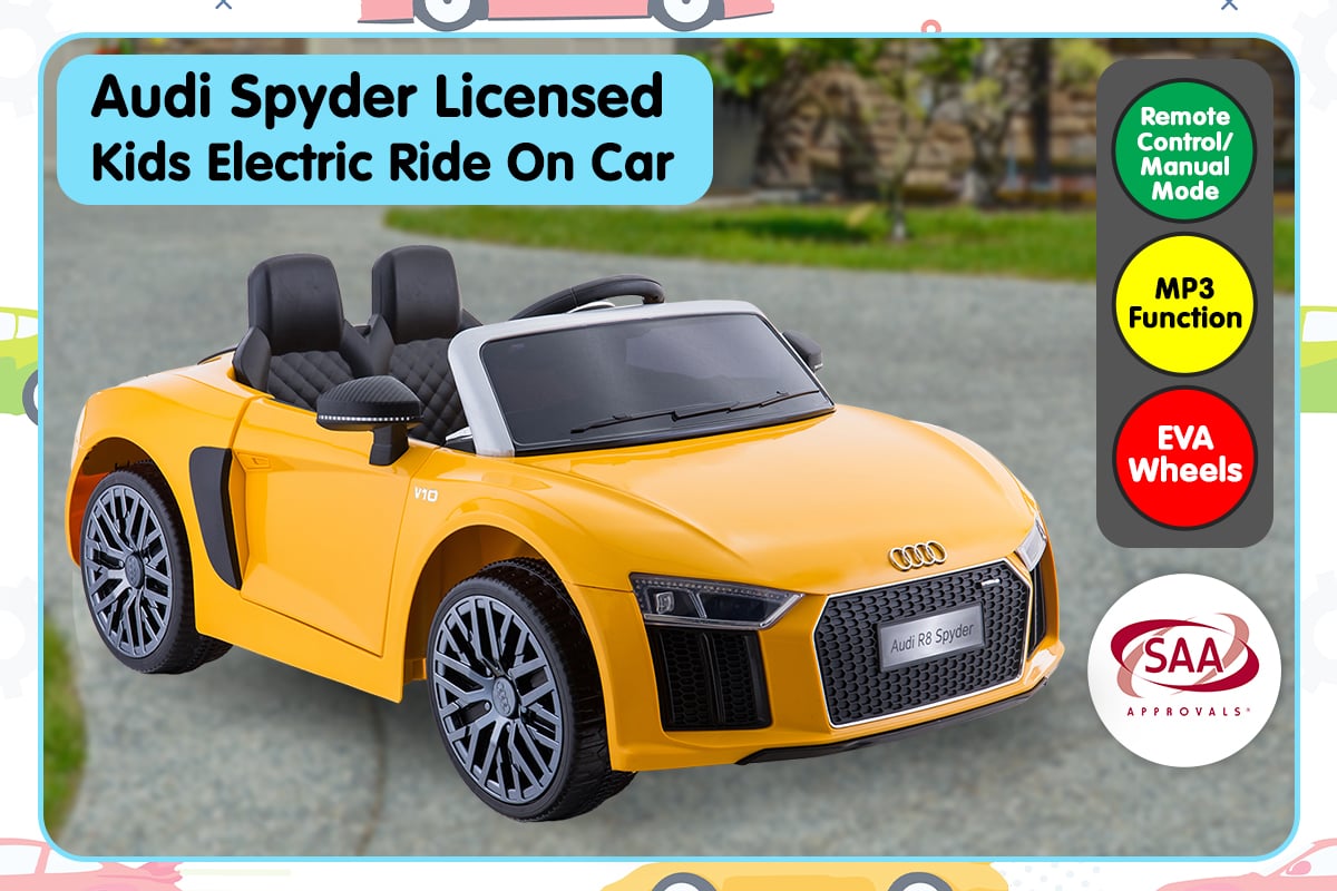 Yellow Audi Spyder ride on