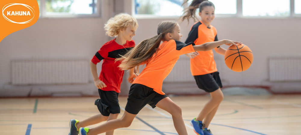 Teaching your child how to play basketball, dribbling and handling